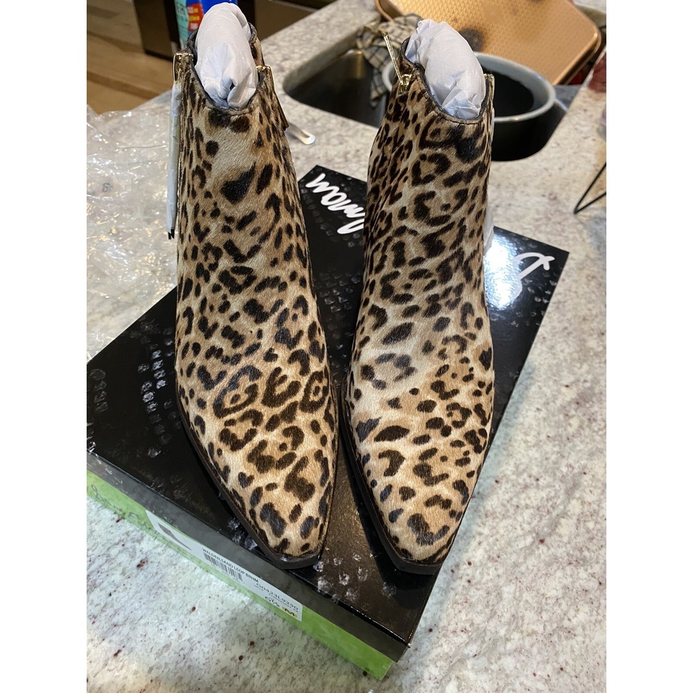 Sam Edelman Walden Leopard Print Calf Hair Ankle Pointed Toe Block Heel 6.5 - Picture 8 of 8